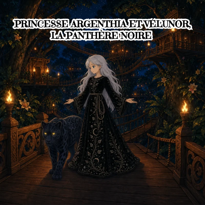 Couverture de Princesse Argenthia et Vélunor la Panthère Noire